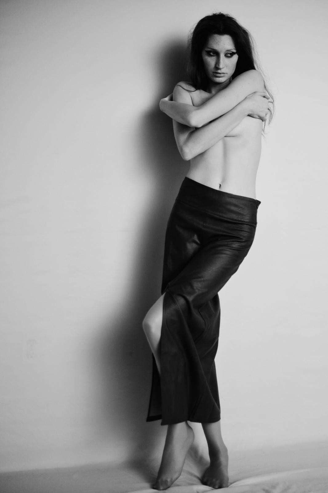 Vegan Leather Midi Skirt With Slit