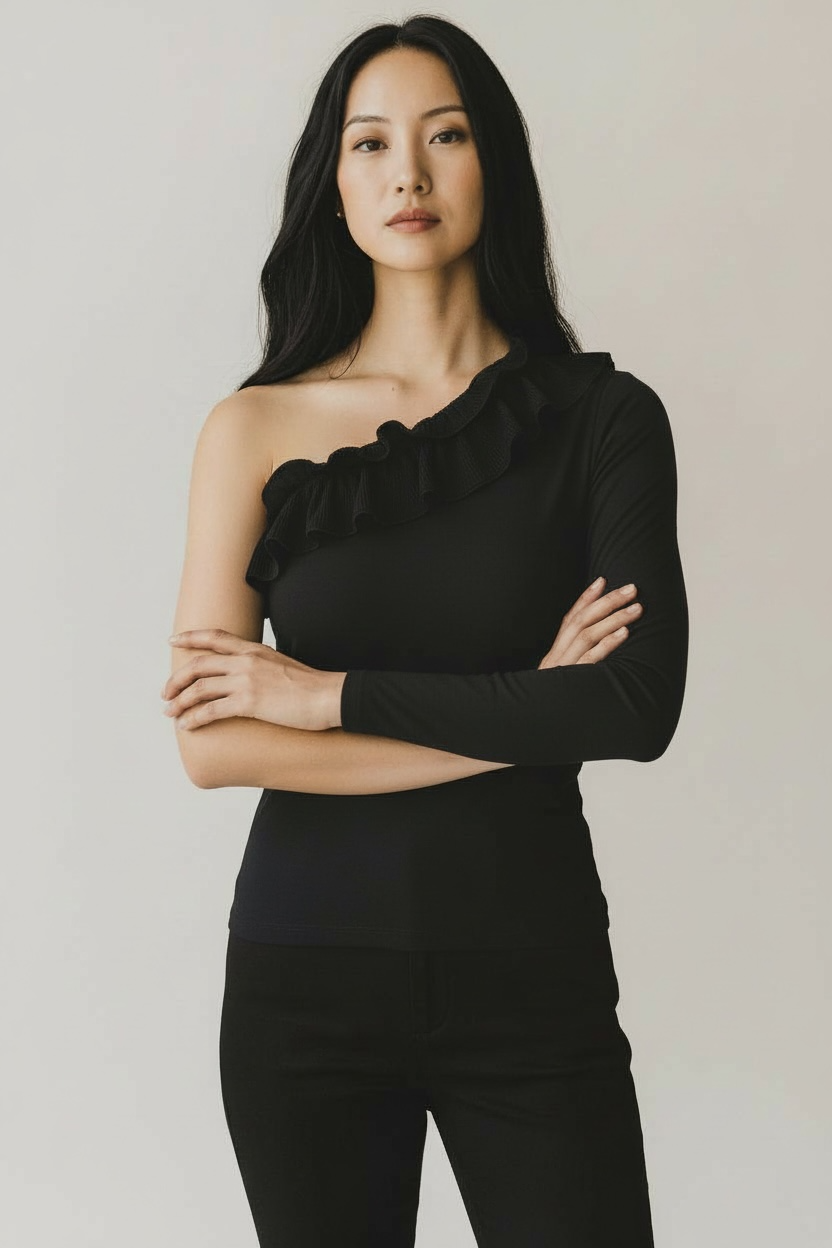 Flirtatious One-Sleeve Blouse