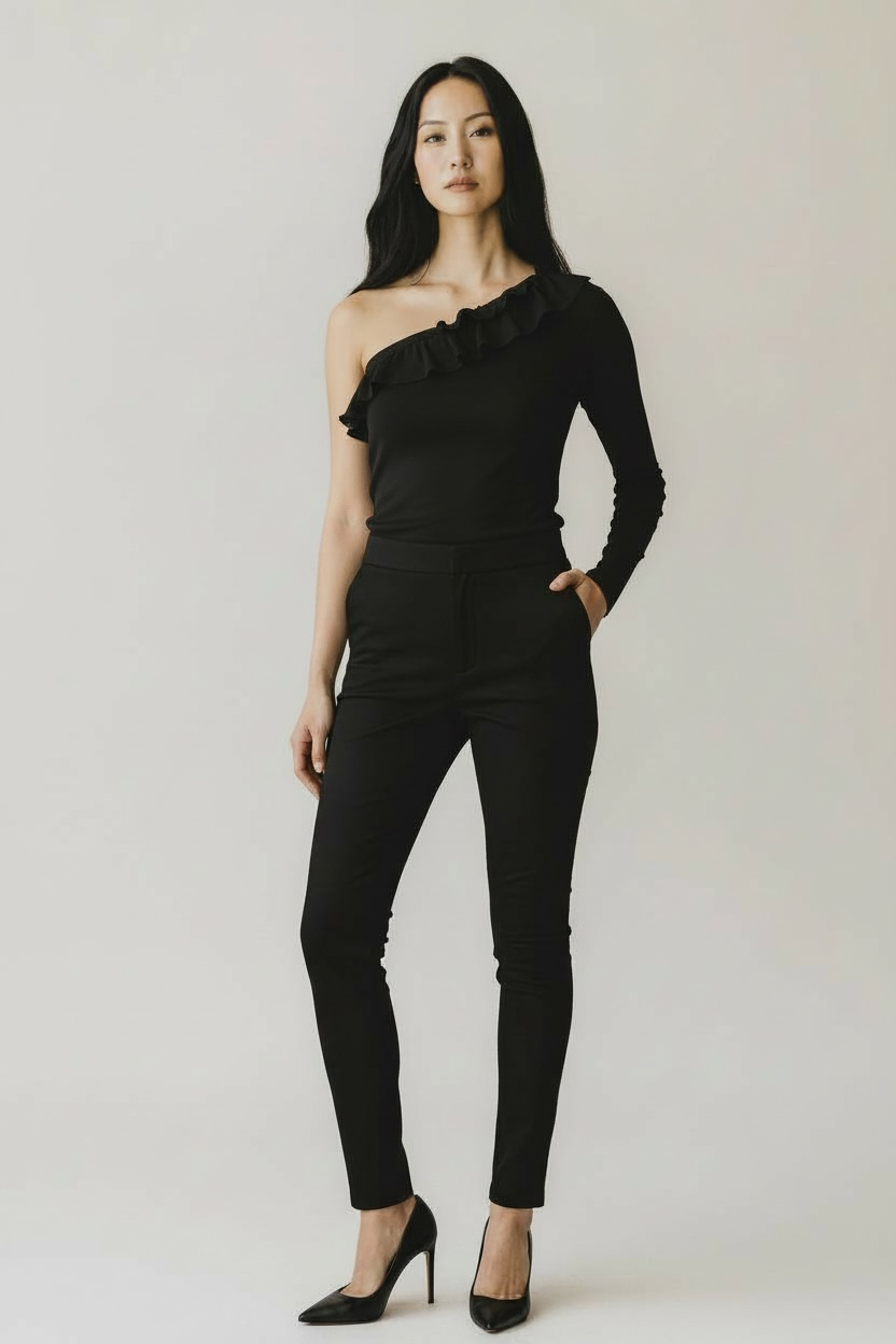 Flirtatious One-Sleeve Blouse