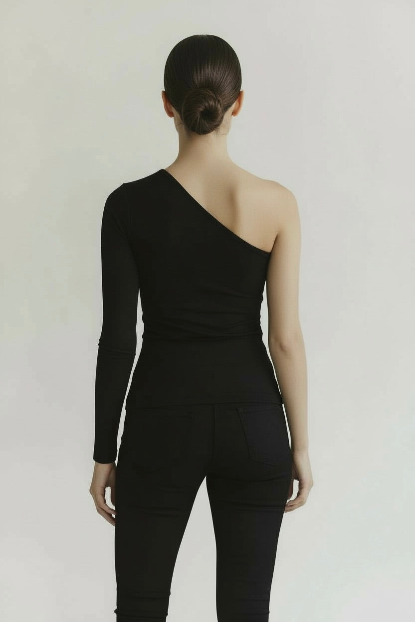 Flirtatious One-Sleeve Blouse