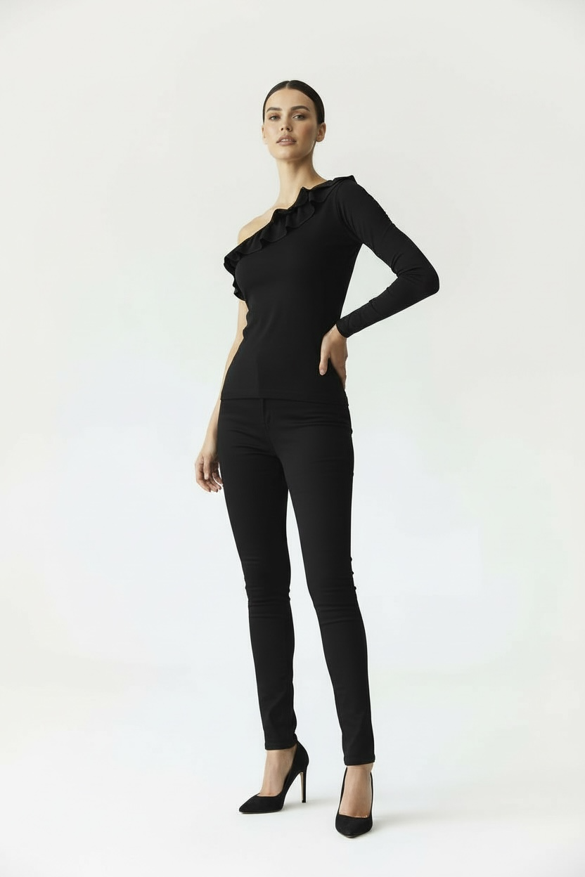 Flirtatious One-Sleeve Blouse