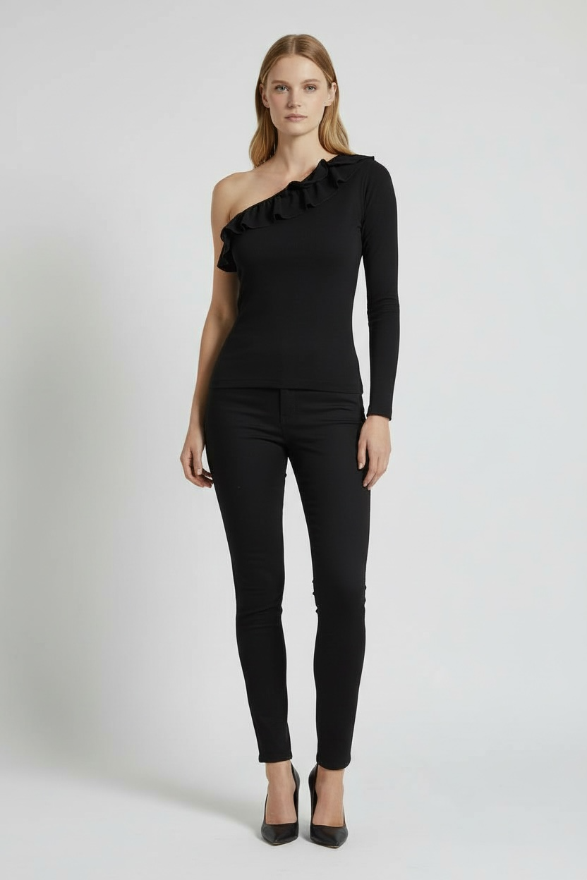 Flirtatious One-Sleeve Blouse