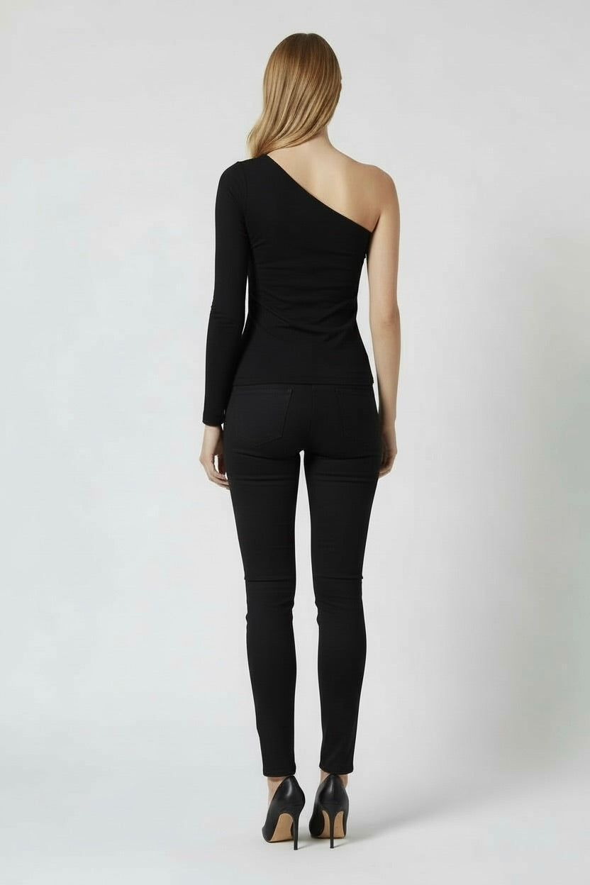 Flirtatious One-Sleeve Blouse