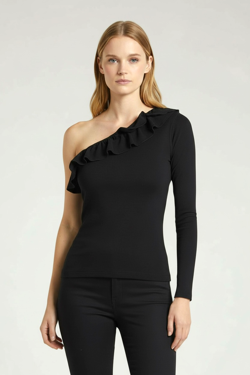 Flirtatious One-Sleeve Blouse