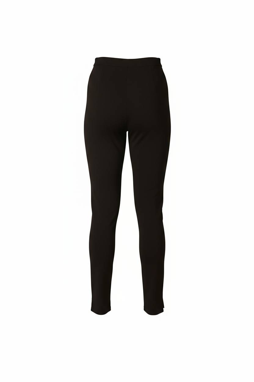 Black ankle slit leggings on pure white background