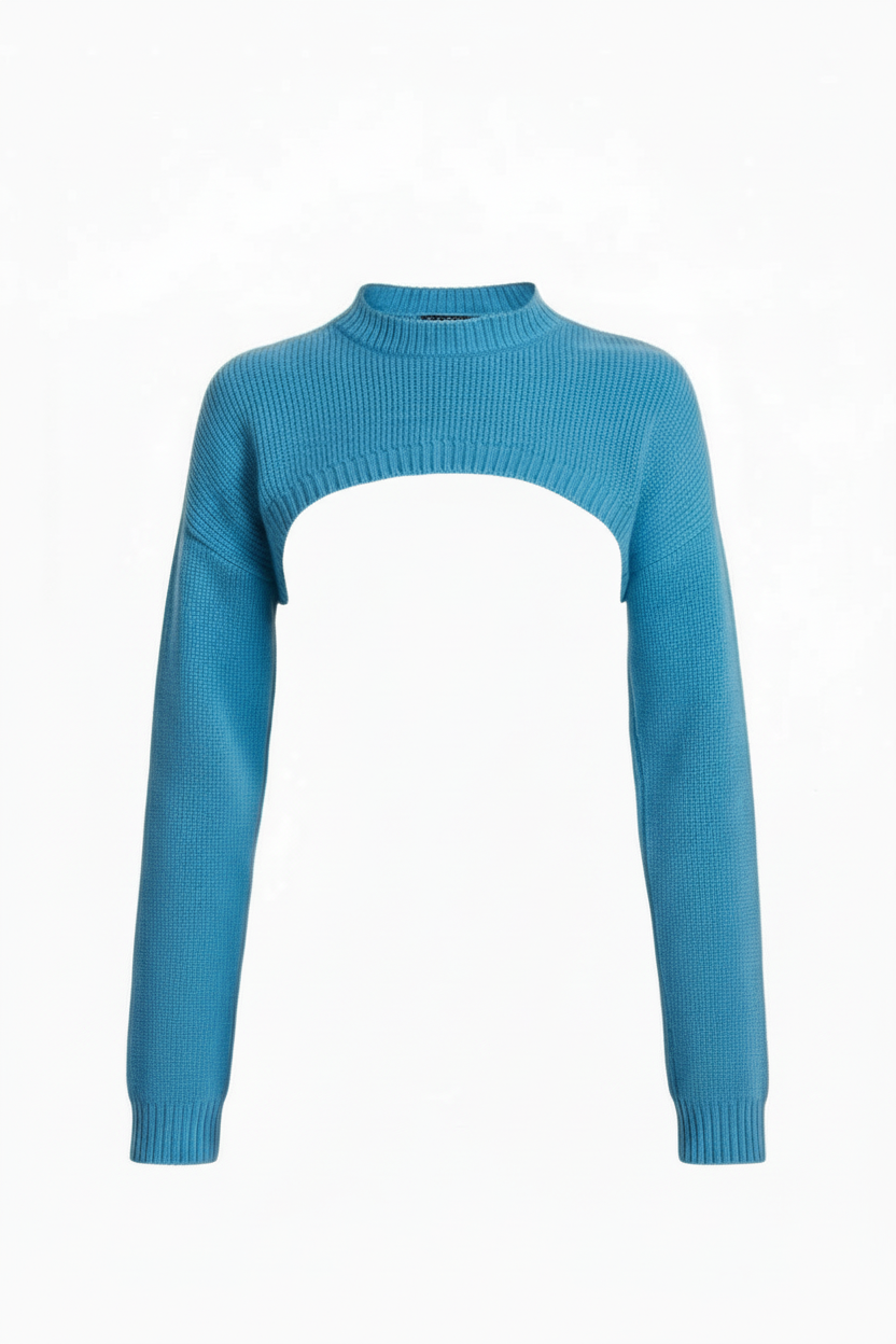 Blue sweater ghost mannequin white fill