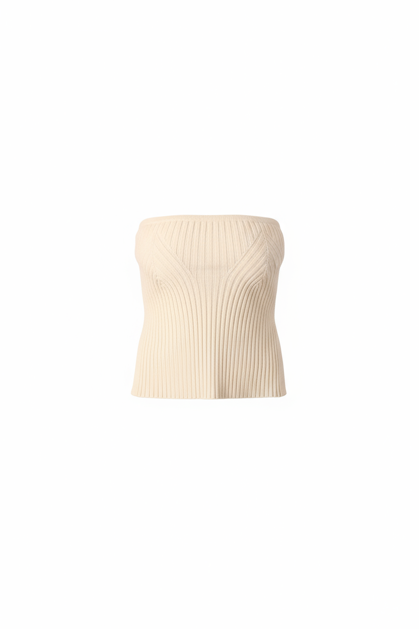 Ghost image of Ribbed Sweater Tube Top on white background